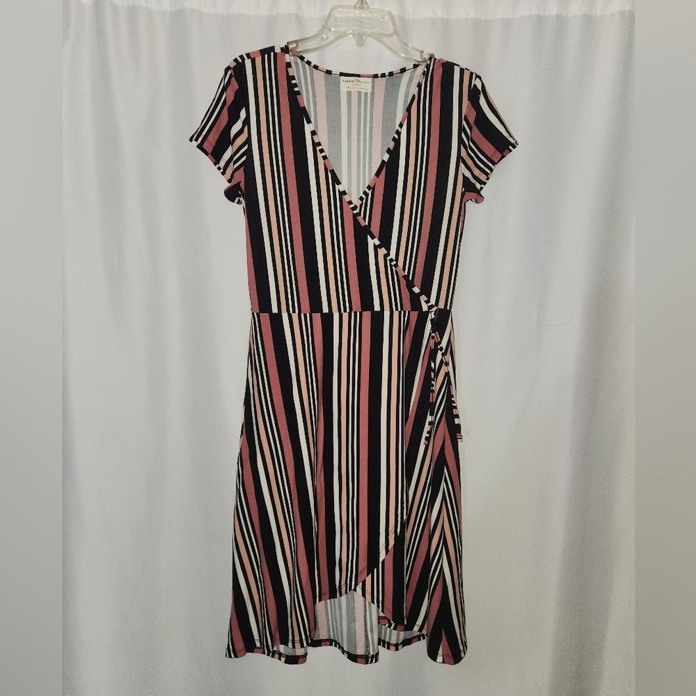 Bobbie Brooks Black/Pink Striped High Low Dress, Size S #bohemian #lightweight
